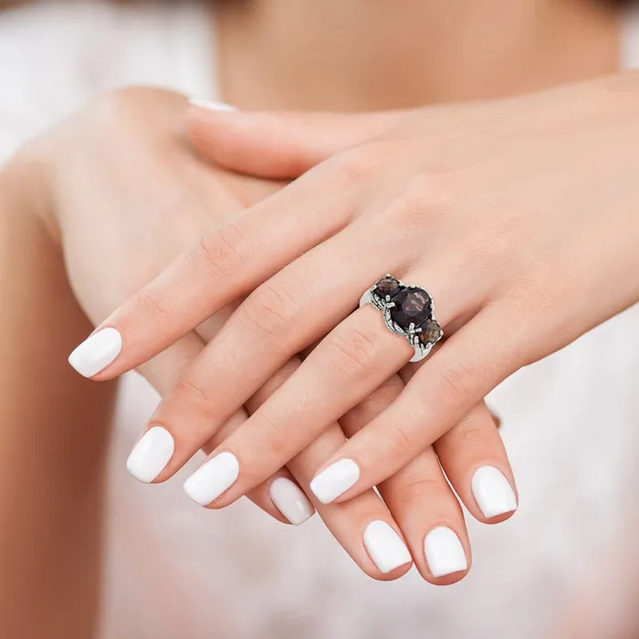 Shey Couture Sterling Silver Antiqued Checkerboard Smoky Quartz Ring Goldia Rings