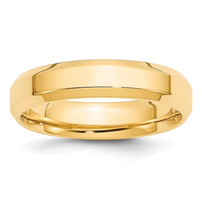 Solid 10K Yellow Gold 5mm Bevel Edge Comfort Fit MensWomens Wedding Band Ring Size 85 Goldia Rings