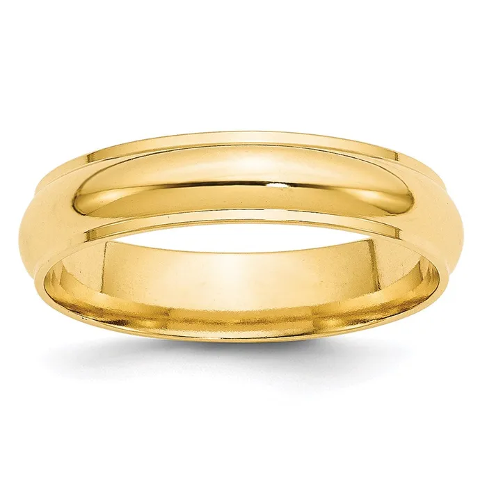 Solid 10K Yellow Gold 5mm Half Round with Edge MensWomens Wedding Band Ring Size 13 Goldia Rings