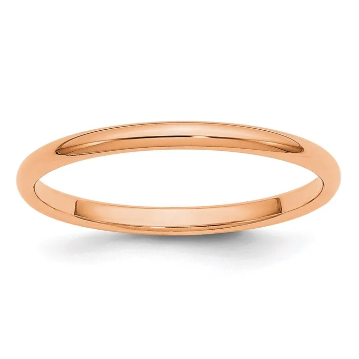 Solid 10K Yellow Gold Rose Gold 2mm HalfRound Wedding MensWomens Wedding Band Ring Size 45 Goldia Rings