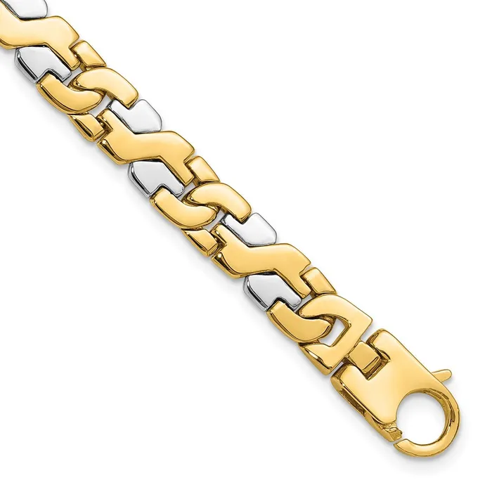 Solid 14K Twotone Gold 9 inch 88mm Hand Polished Fancy Link with Fancy Lobster Clasp Bracelet MDS Bracelets Solid 14K Twotone Gold 9 inch 88mm Hand Polished Fancy Link with Fancy Lobster Clasp Bracelet MDS Bracelets