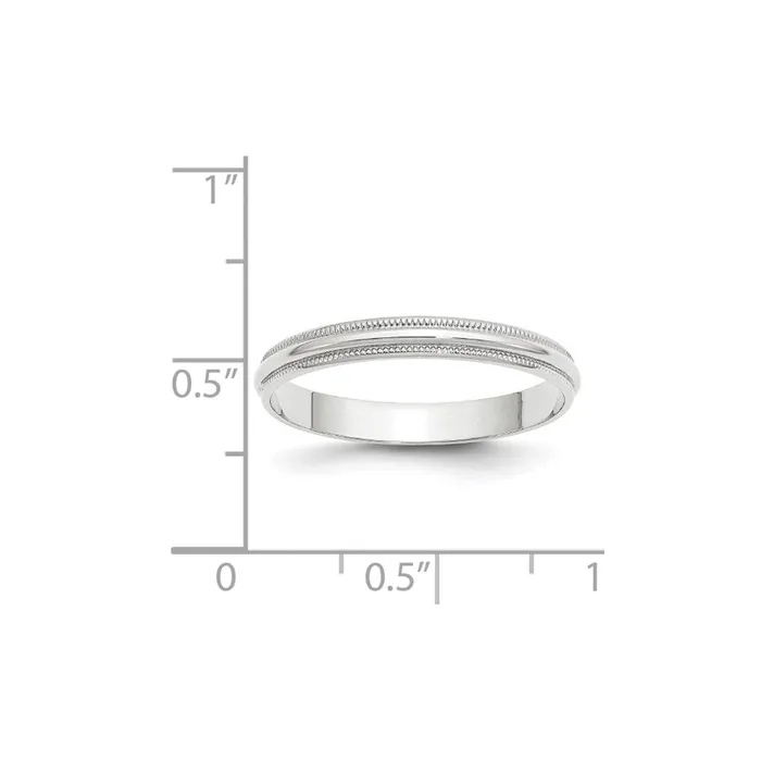 Solid 14K White Gold 3mm Light Weight Milgrain Half Round MensWomens Wedding Band Ring Size 55 Goldia Rings Solid 14K White Gold 3mm Light Weight Milgrain Half Round MensWomens Wedding Band Ring Size 55 Goldia Rings