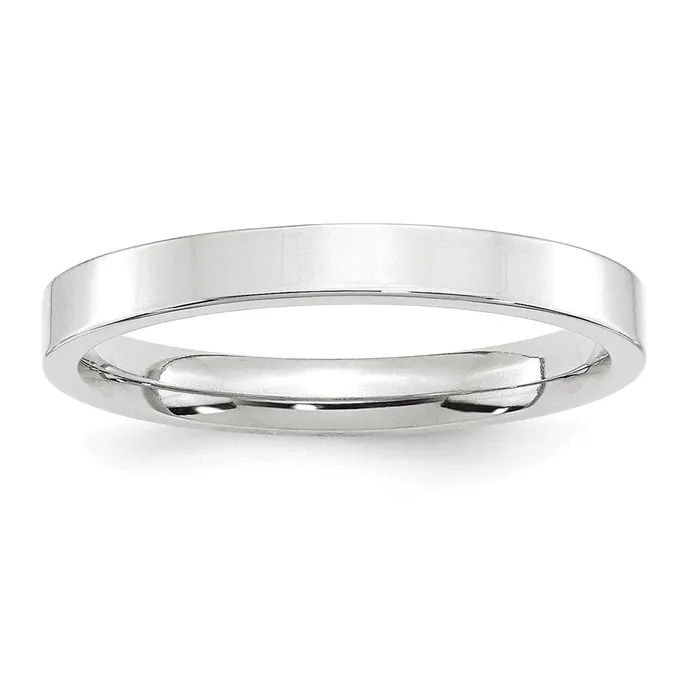 Solid 14K White Gold 3mm Standard Flat Comfort Fit MensWomens Wedding Band Ring Size 45 Goldia Rings