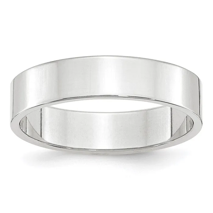 Solid 14K White Gold 5mm Light Weight Flat MensWomens Wedding Band Ring Size 4 Goldia Rings