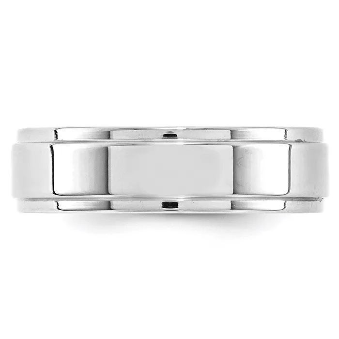 Solid 14K White Gold 6mm Flat with Step Edge MensWomens Wedding Band Ring Size 55 Goldia Rings Solid 14K White Gold 6mm Flat with Step Edge MensWomens Wedding Band Ring Size 55 Goldia Rings