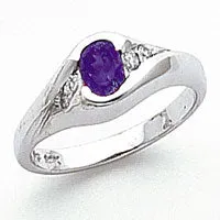 Solid 14k White Gold 6x4mm Oval Tsavorite AA Simulated CZ Ring Goldia Rings