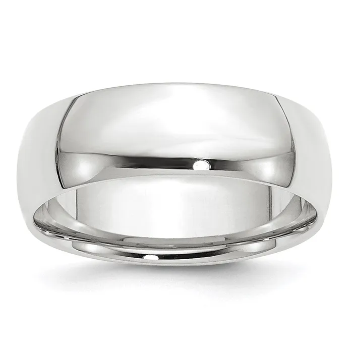 Solid 14K White Gold 7mm Light Weight Comfort Fit MensWomens Wedding Band Ring Size 45 Goldia Rings