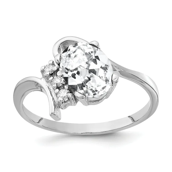 Solid 14k White Gold 8x6mm Oval Cubic Zirconia VS Simulated CZ Ring Goldia Rings