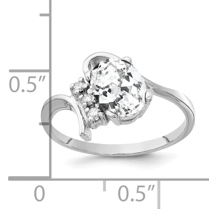 Solid 14k White Gold 8x6mm Oval Cubic Zirconia VS Simulated CZ Ring Goldia Rings