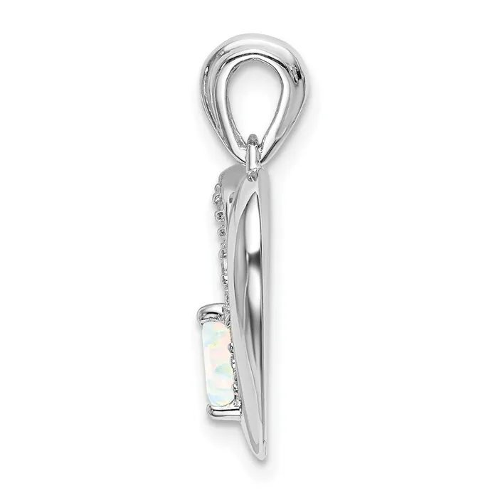 Solid 14k White Gold Created Simulated Opal and CZ Heart Pendant Goldia Necklaces Solid 14k White Gold Created Simulated Opal and CZ Heart Pendant Goldia Necklaces