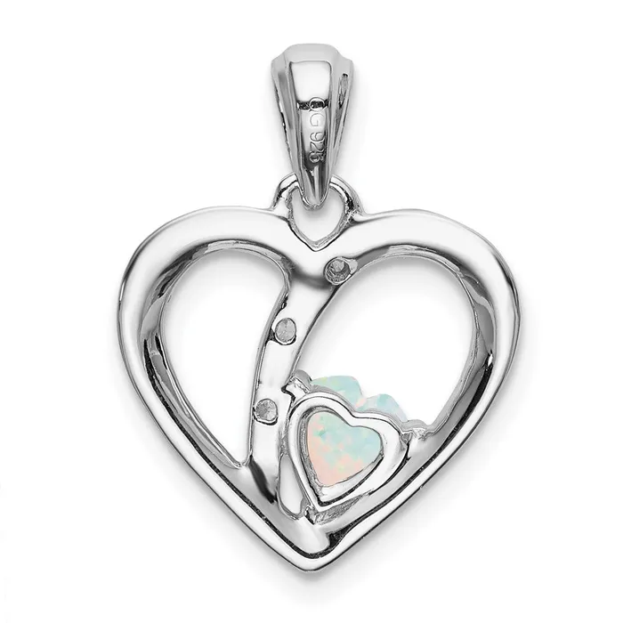 Solid 14k White Gold Created Simulated Opal and CZ Heart Pendant Goldia Necklaces Solid 14k White Gold Created Simulated Opal and CZ Heart Pendant Goldia Necklaces