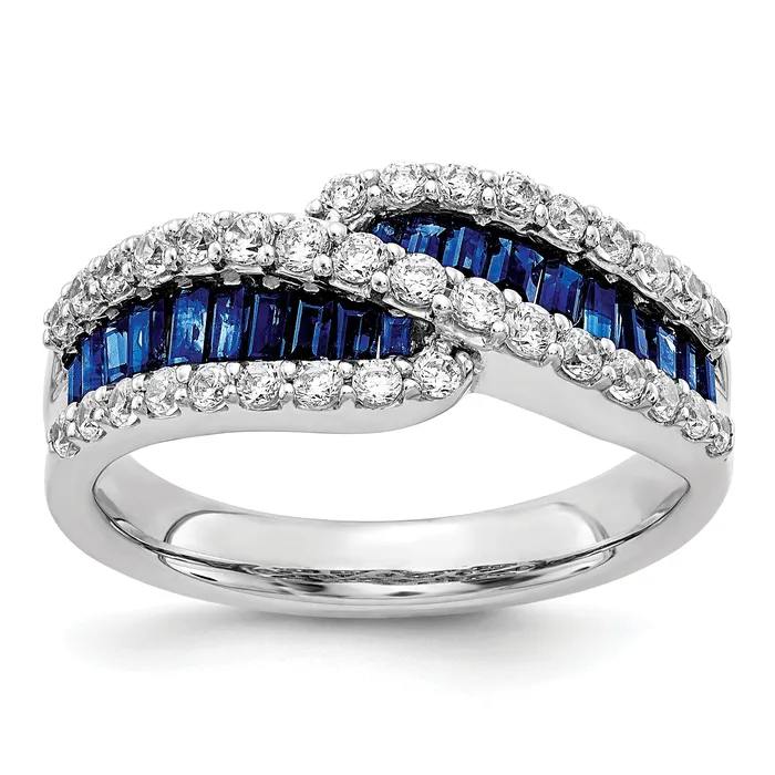 Solid 14k White Gold Simulated Sapphire CZ Ring Goldia Rings