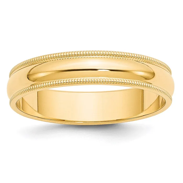 Solid 14K Yellow Gold 5mm Milgrain Half Round MensWomens Wedding Band Ring Size 13 Goldia Rings Solid 14K Yellow Gold 5mm Milgrain Half Round MensWomens Wedding Band Ring Size 13 Goldia Rings