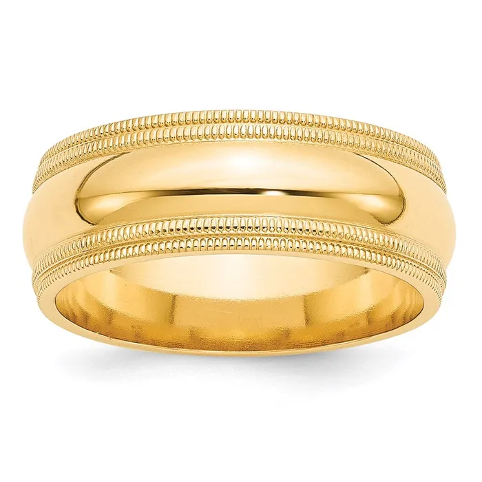 Solid 14K Yellow Gold 8mm Double Milgrain Comfort Fit MensWomens Wedding Band Ring Size 5 Goldia Rings Solid 14K Yellow Gold 8mm Double Milgrain Comfort Fit MensWomens Wedding Band Ring Size 5 Goldia Rings