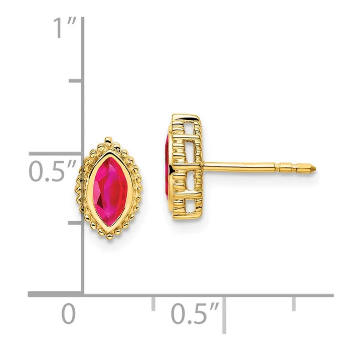 Solid 14k Yellow Gold Marquise Simulated Ruby Post Earrings Goldia Earrings Solid 14k Yellow Gold Marquise Simulated Ruby Post Earrings Goldia Earrings