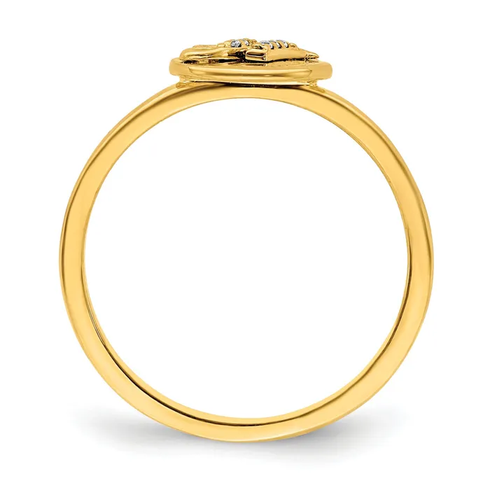 Solid 14k Yellow Gold Simulated CZ Initial H Ring Goldia Rings