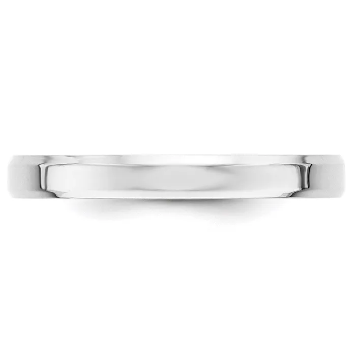 Solid 18K White Gold 3mm Bevel Edge Comfort Fit MensWomens Wedding Band Ring Size 135 Goldia Rings