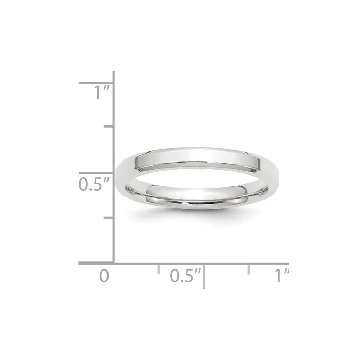 Solid 18K White Gold 3mm Bevel Edge Comfort Fit MensWomens Wedding Band Ring Size 135 Goldia Rings