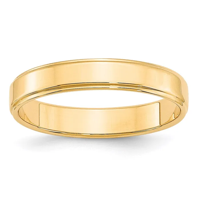 Solid 18K Yellow Gold 4mm Flat with Step Edge MensWomens Wedding Band Ring Size 125 Goldia Rings