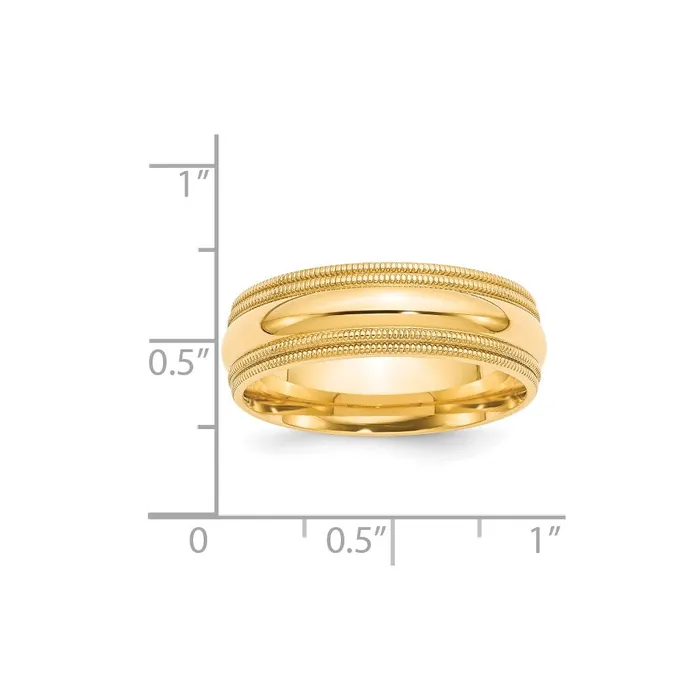 Solid 18K Yellow Gold 7mm Double Milgrain Comfort Fit MensWomens Wedding Band Ring Size 135 Goldia Rings Solid 18K Yellow Gold 7mm Double Milgrain Comfort Fit MensWomens Wedding Band Ring Size 135 Goldia Rings