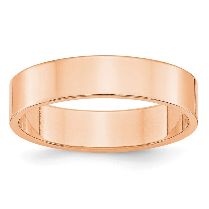 Solid 18K Yellow Gold Rose Gold 5mm Light Weight Flat MensWomens Wedding Band Ring Size 135 Goldia Rings