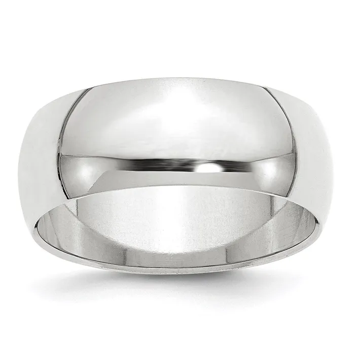 Solid 18K Yellow Gold White Gold 8mm HalfRound MensWomens Wedding Band Ring Size 115 Goldia Rings