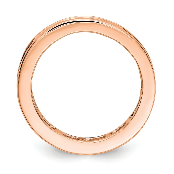 Solid Real 14k Rose Gold Polished 2ct Princess Channel Set CZ Eternity Wedding Band Ring Goldia Rings