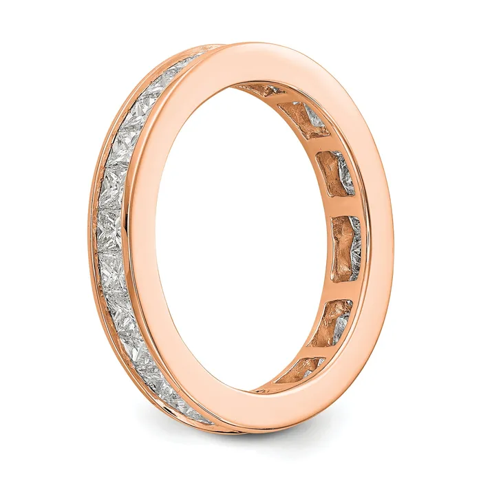 Solid Real 14k Rose Gold Polished 2ct Princess Channel Set CZ Eternity Wedding Band Ring Goldia Rings