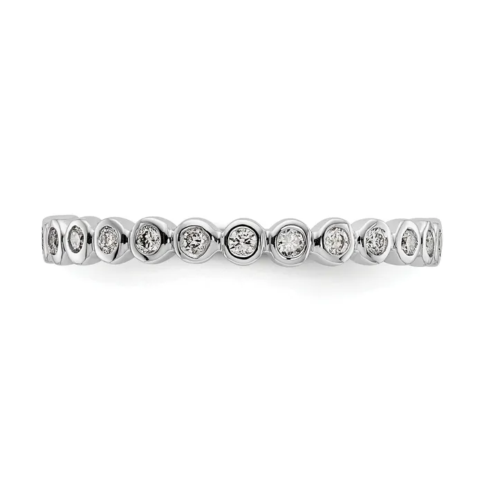 Solid Real 14k White Gold Polished 13ct Bezel Set CZ Eternity Wedding Band Ring Goldia Rings