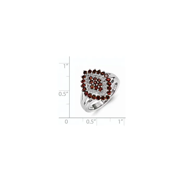 Sterling Silver Diamond and Brazilian Garnet Ring Goldia Rings
