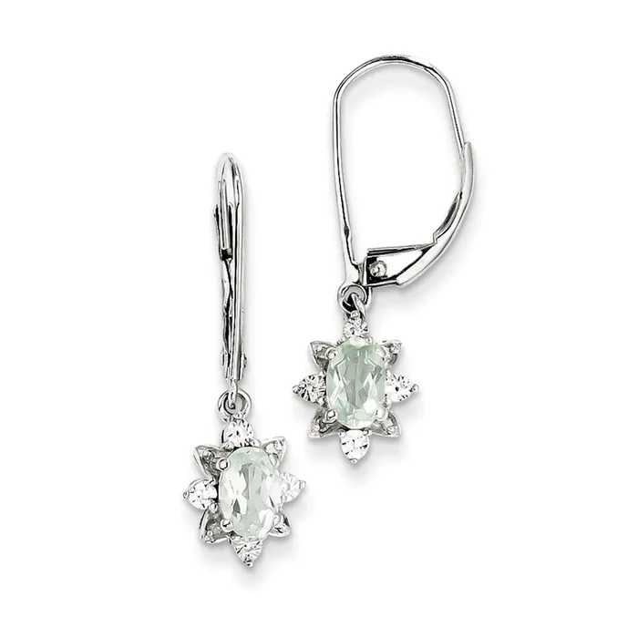 Sterling Silver Diamond u0026 Green Quartz Earrings Goldia Earrings
