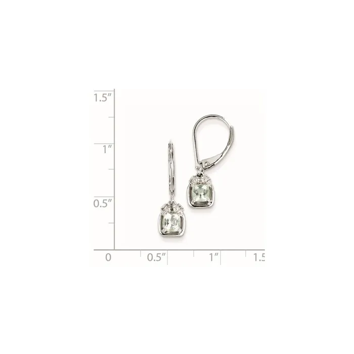 Sterling Silver Diamond u0026 Green Quartz Earrings Goldia Earrings