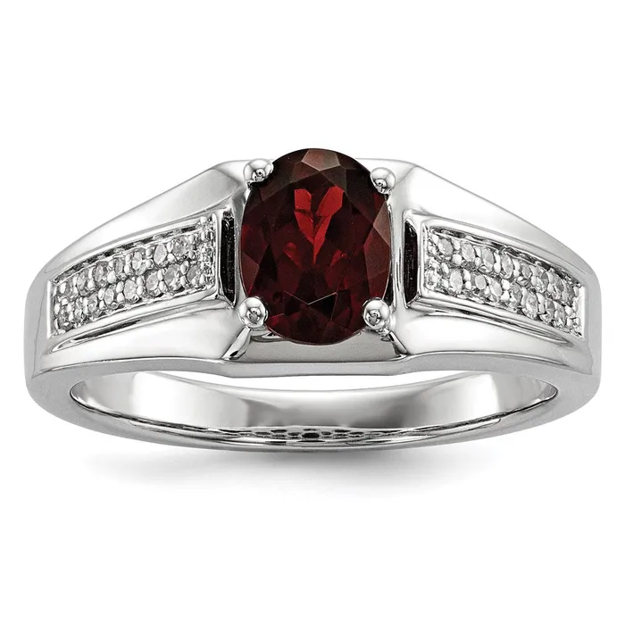 Sterling Silver Garnet u0026 Diamond Mens Ring Goldia Rings