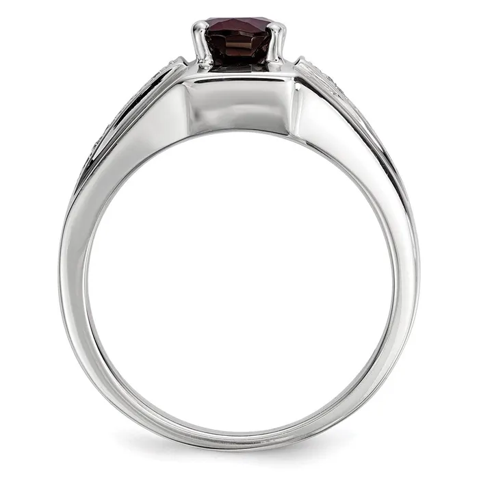 Sterling Silver Garnet u0026 Diamond Mens Ring Goldia Rings