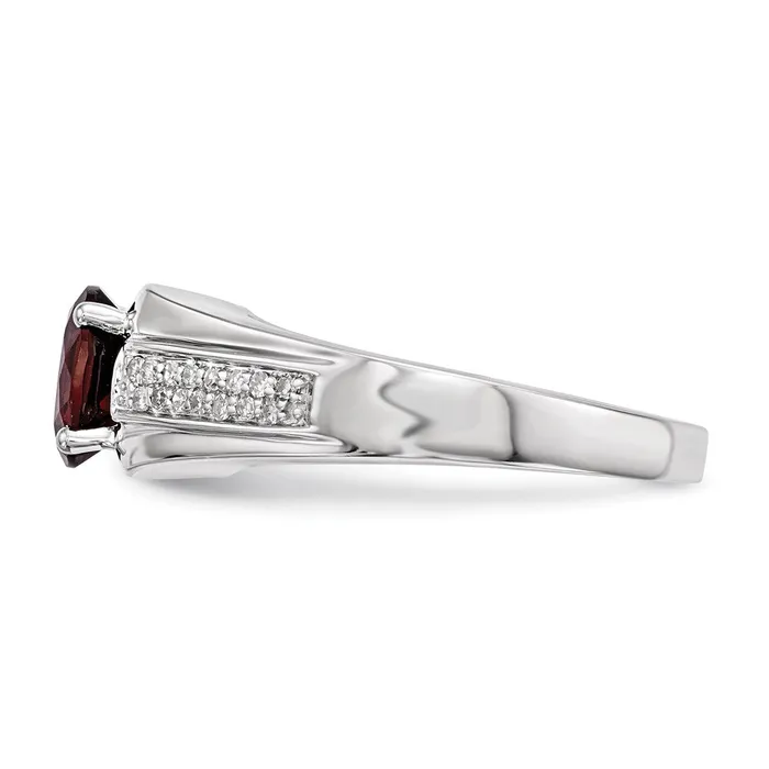Sterling Silver Garnet u0026 Diamond Mens Ring Goldia Rings