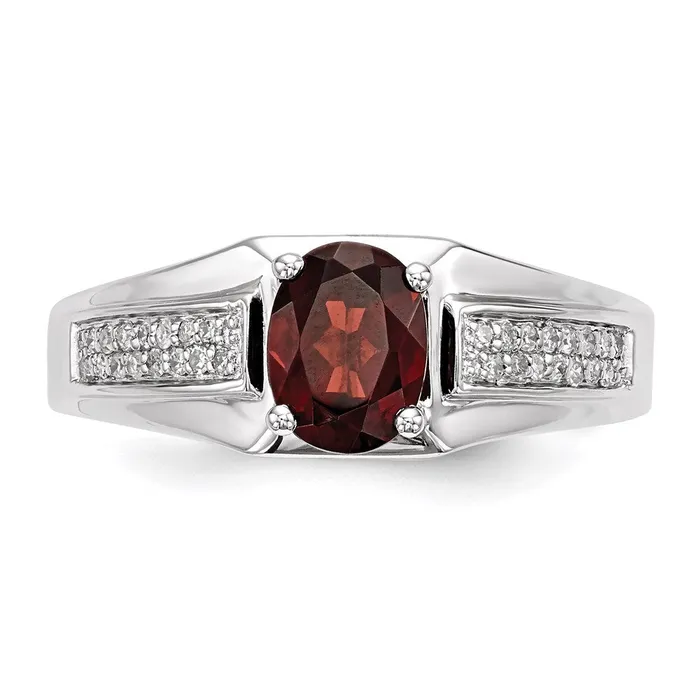 Sterling Silver Garnet u0026 Diamond Mens Ring Goldia Rings