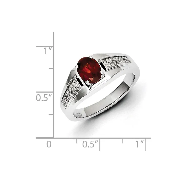 Sterling Silver Garnet u0026 Diamond Mens Ring Goldia Rings