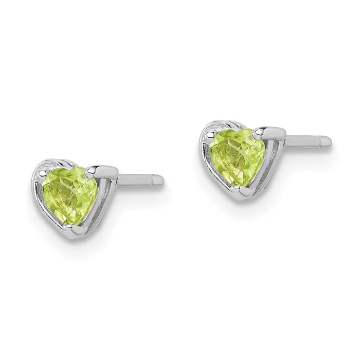 Sterling Silver Rhodplated Peridot Heart Post Earrings Goldia Earrings