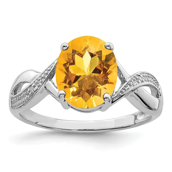 Sterling Silver Rhodium Citrine u0026 Diamond Ring Goldia Rings