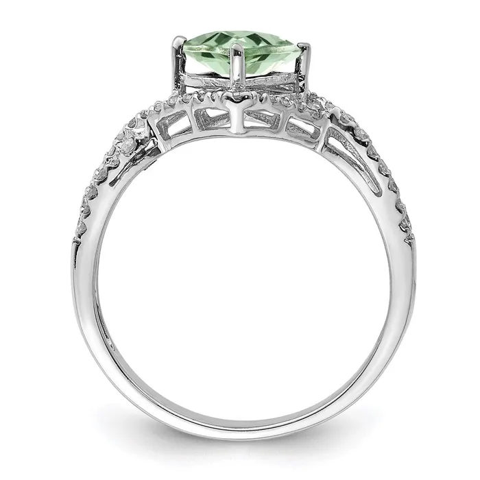 Sterling Silver Rhodium Green Quartz u0026 Diamond Ring Goldia Rings