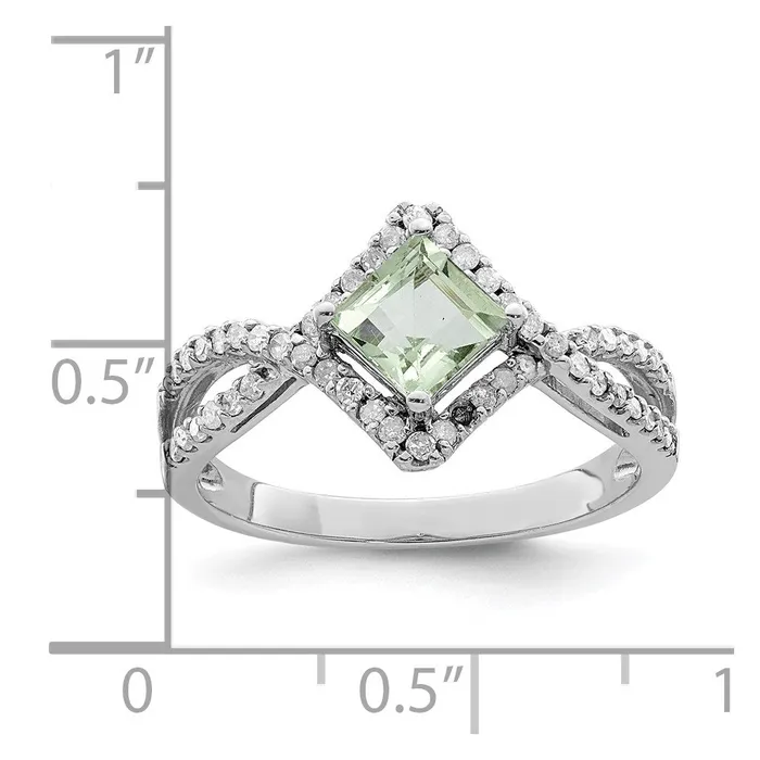 Sterling Silver Rhodium Green Quartz u0026 Diamond Ring Goldia Rings