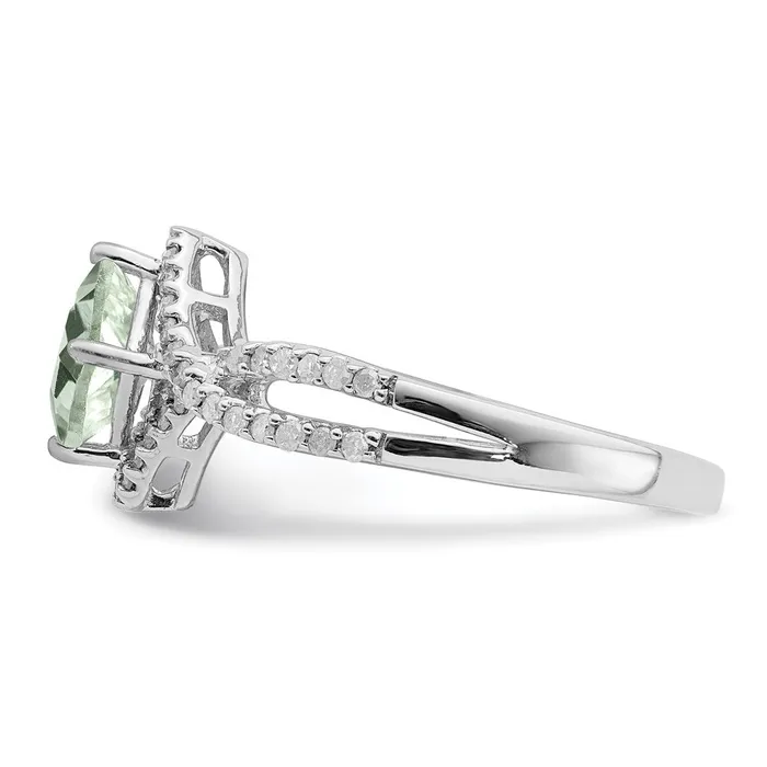 Sterling Silver Rhodium Green Quartz u0026 Diamond Ring Goldia Rings
