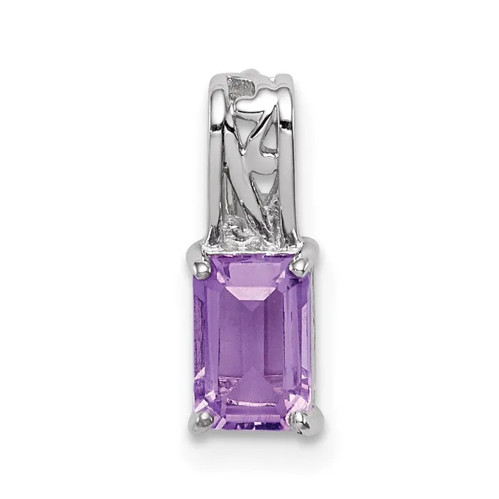 Sterling Silver Rhodium Plated Amethyst Rectangle Pendant Goldia Necklaces