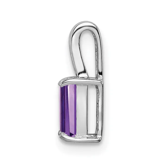 Sterling Silver Rhodium Plated Amethyst Rectangle Pendant Goldia Necklaces