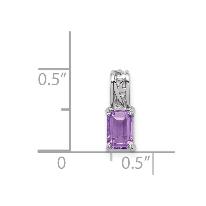 Sterling Silver Rhodium Plated Amethyst Rectangle Pendant Goldia Necklaces