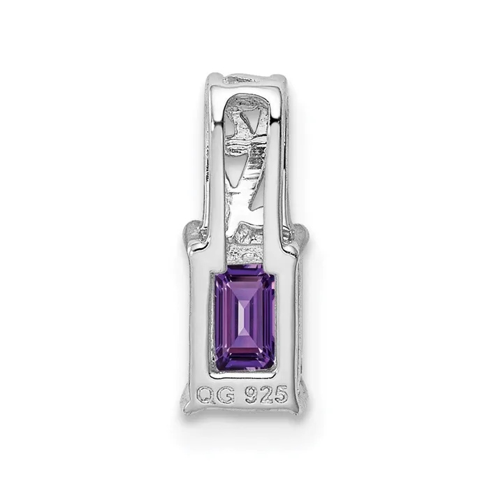 Sterling Silver Rhodium Plated Amethyst Rectangle Pendant Goldia Necklaces