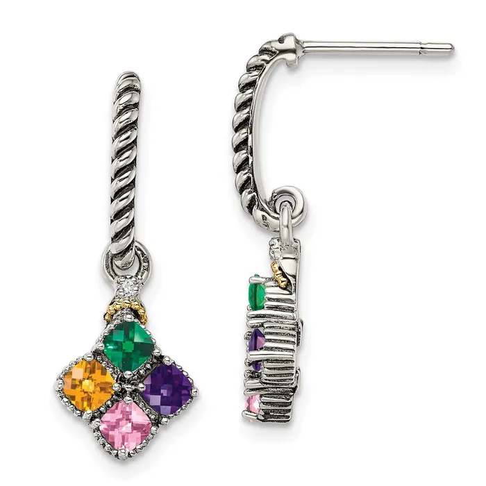 Sterling Silver u0026 14k Fourstone and Diamond Mothers Earring Goldia Earrings
