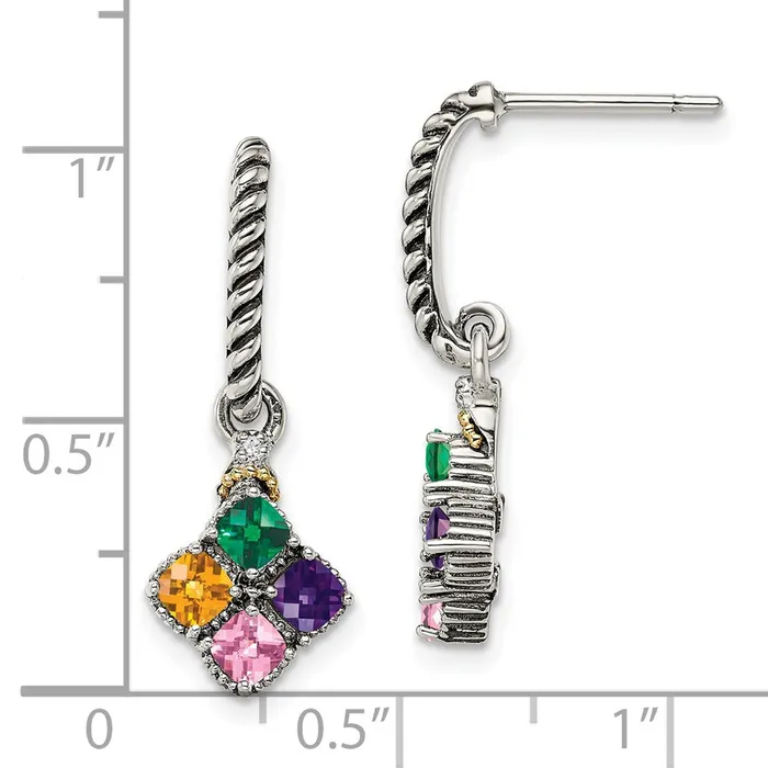 Sterling Silver u0026 14k Fourstone and Diamond Mothers Earring Goldia Earrings