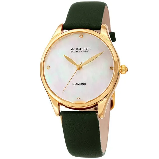 Watches JMS always Original August Steiner Quartz Diamond White Mother of Pearl Dial Ladies Watch AS8254GN Watches JMS always Original August Steiner Quartz Diamond White Mother of Pearl Dial Ladies Watch AS8254GN