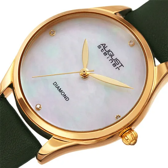 Watches JMS always Original August Steiner Quartz Diamond White Mother of Pearl Dial Ladies Watch AS8254GN Watches JMS always Original August Steiner Quartz Diamond White Mother of Pearl Dial Ladies Watch AS8254GN